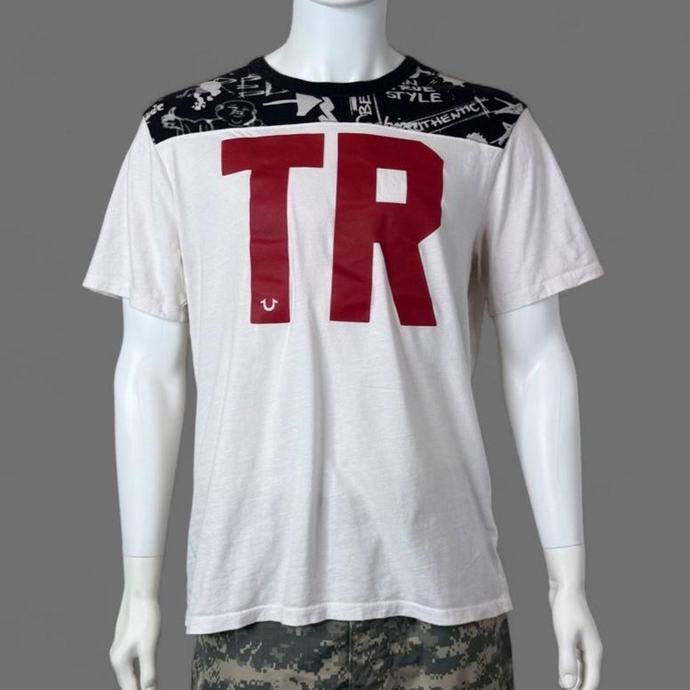 True Religion World Tour TR 02 Graphic T-Shirt Men's XL White Red Black